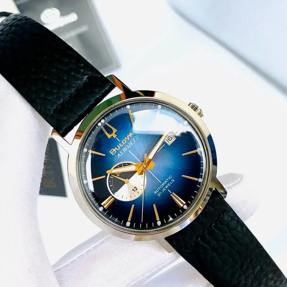 NEW! Bulova Leather Men's Automatic AeroJet Watch